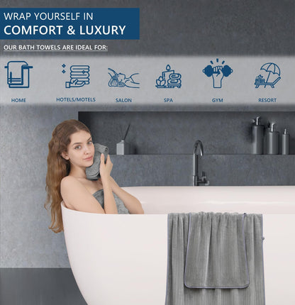 18 piece bath towels set,ultra soft family bathroom, close-up detail
