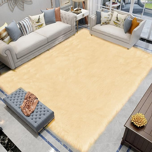 Latepis 8x10 Yellow Area Rug for Living Room Faux Sheepskin Fur Rugs for by Latepis