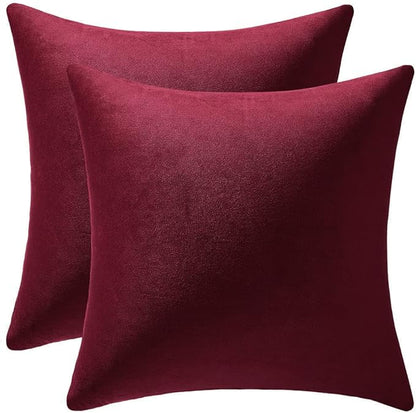 Decorative Pillow Covers 20x20 Christmas Burgundy: 2 Pack Cozy Soft Velvet by DEZENE