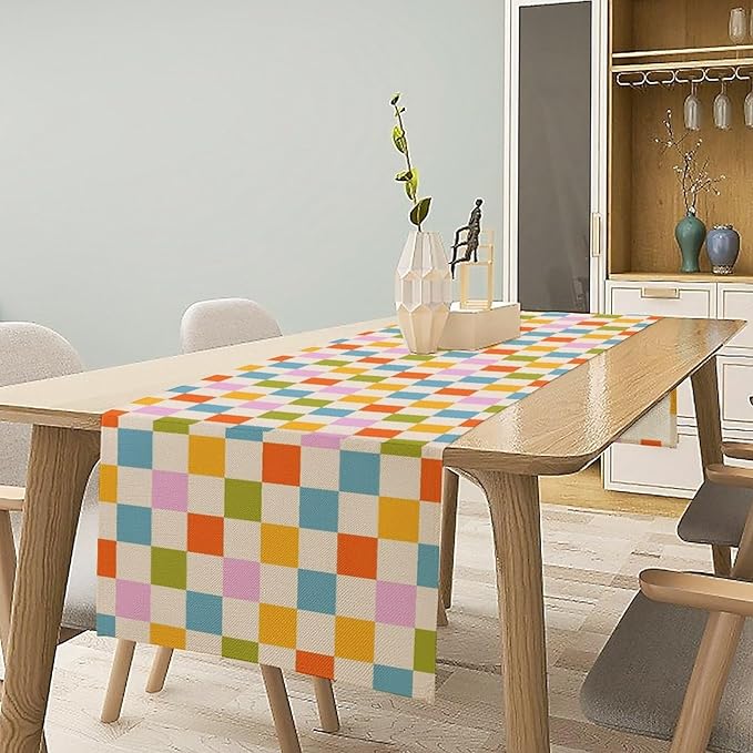 Retro Checkered Table Runner, 60s 70s Summer Seasonal Table Runners - Image 3