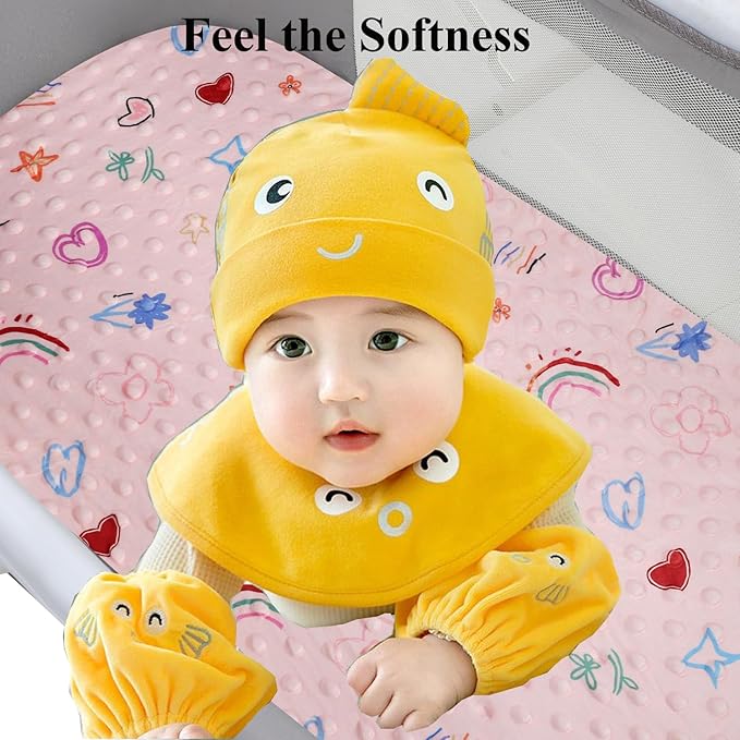 Dot Bassinet Sheet Set 2 Pack Stretch Fitted Bedside Sleeper Bassinet Sheets - Image 4