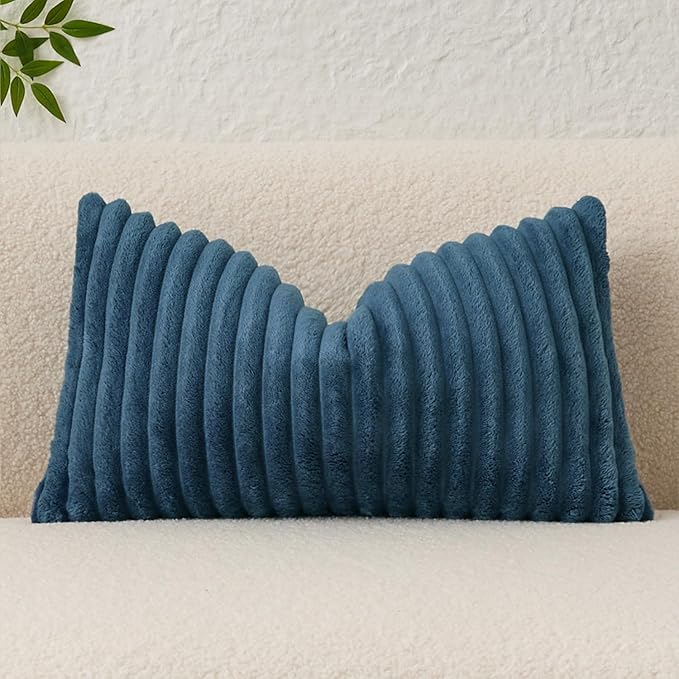 Kevin Textile Soft Plush 12x20 Inch Lumbar Pillow Cover 1 Pack, Luxury Fluffy by KevinTextile