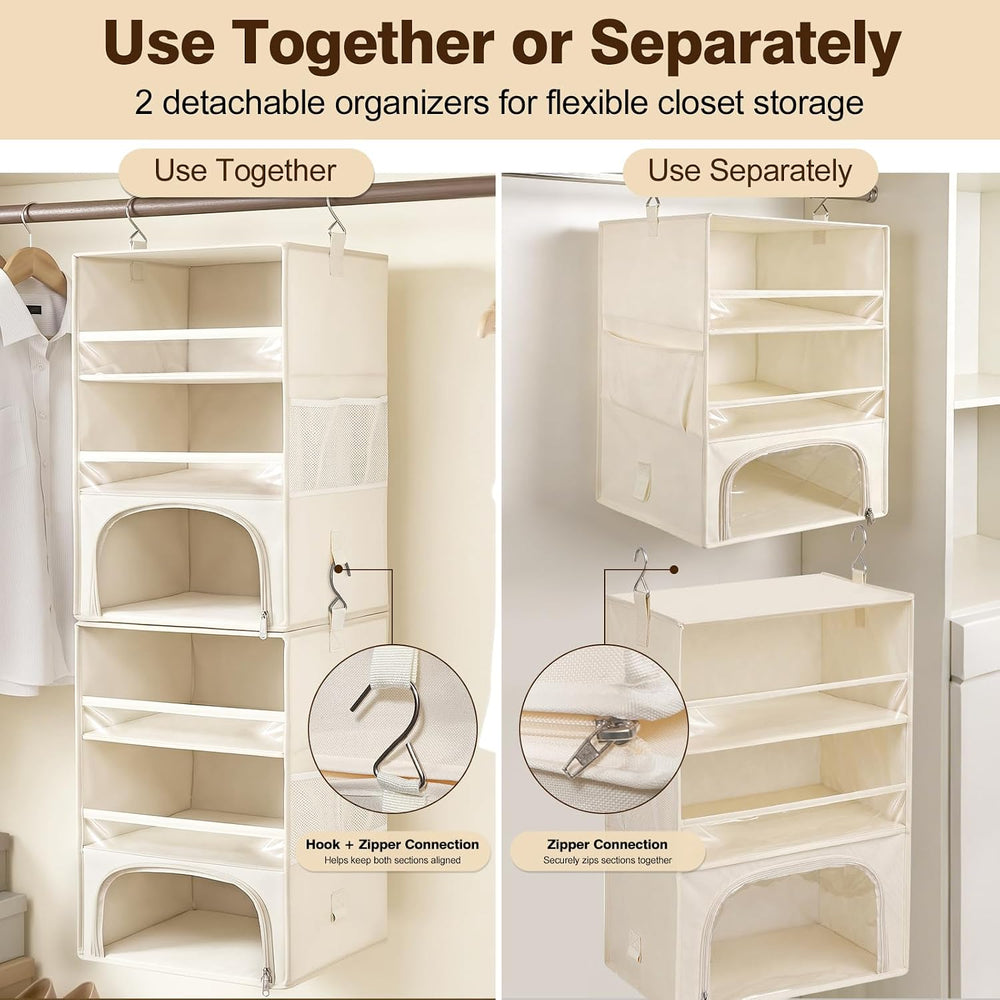 Hanging Closet Organizer for Dorms & RVs, 2-in-1 Dust-Proof
