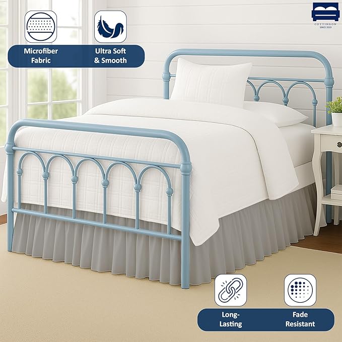 Ruffled Bed Skirt with Split Corners-Dust Ruffle - Image 3