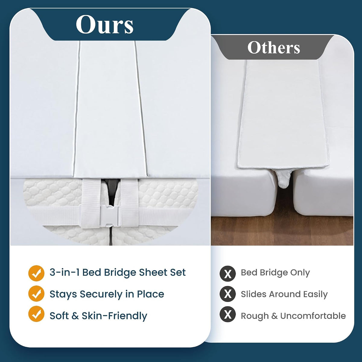 feelathome 3-in-1 bed bridge twin to king converter, side view