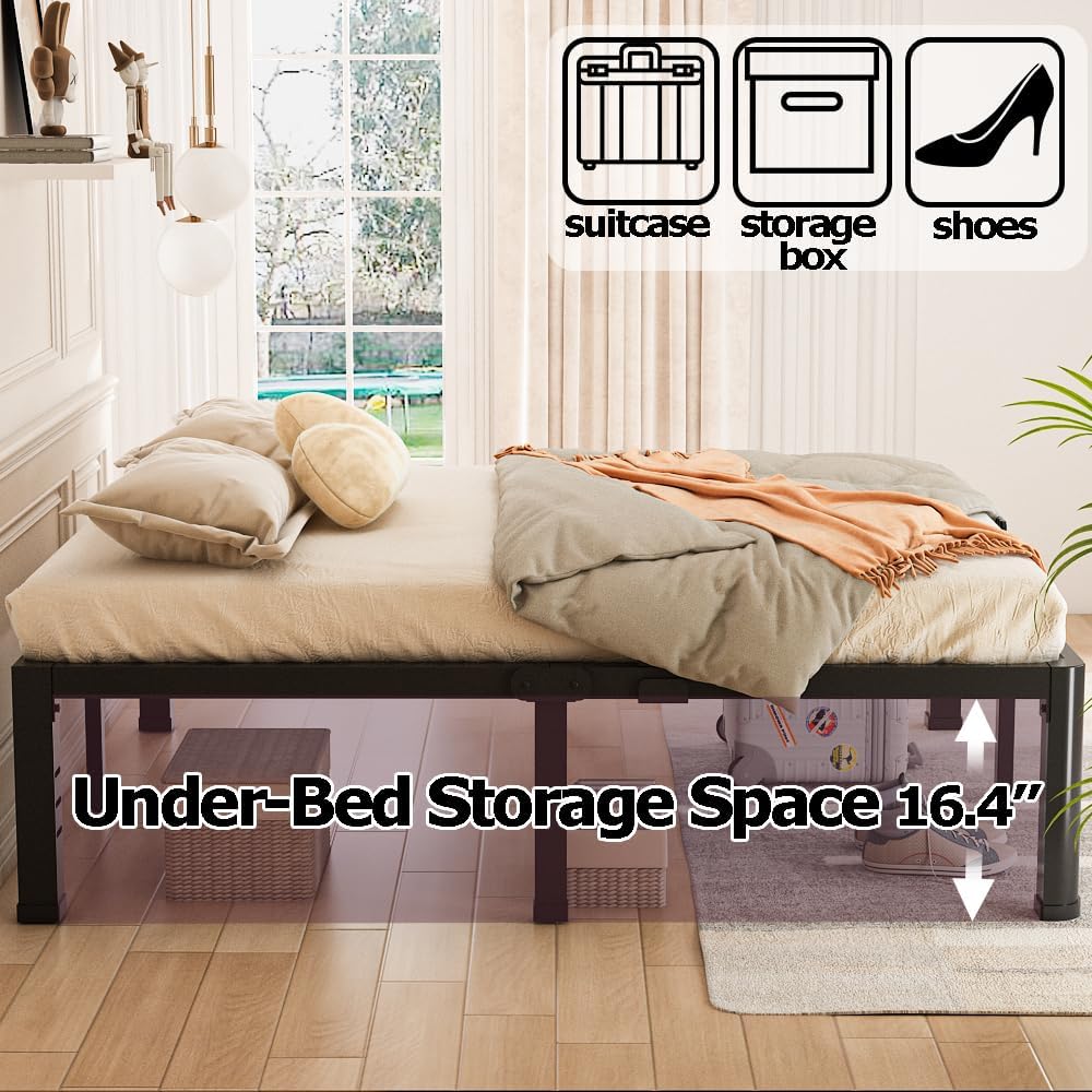 Bilily 18 inch Queen Bed Frame Metal Platform with Round Corner Legs,3500 LBS...