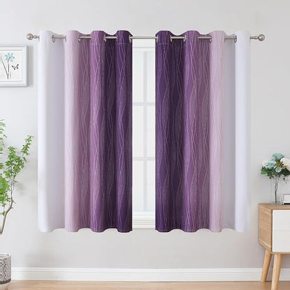 Estelar Textiler Purple and Greyish White Blackout Curtains 54 Inch Length - Image 2