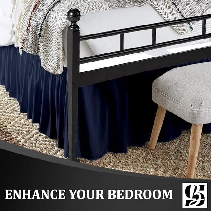SKY BEDDINGS - Queen Size Ruffled Bed Skirt - 21 Inch Drop Dust Ruffle Bed - Image 2