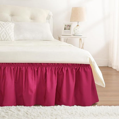 RIMELA Rose Purple Bed Skirt Queen Size 15 Inch Drop Elastic Wrap Around Dust by RIMELABedSkirt