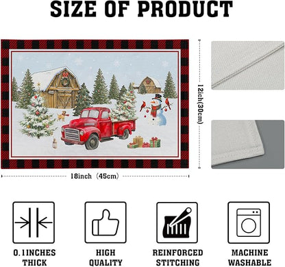 Giwawa Christmas Truck Placemats Set of 4 Winter Snowman Xmas Trees Place Mat - Image 4