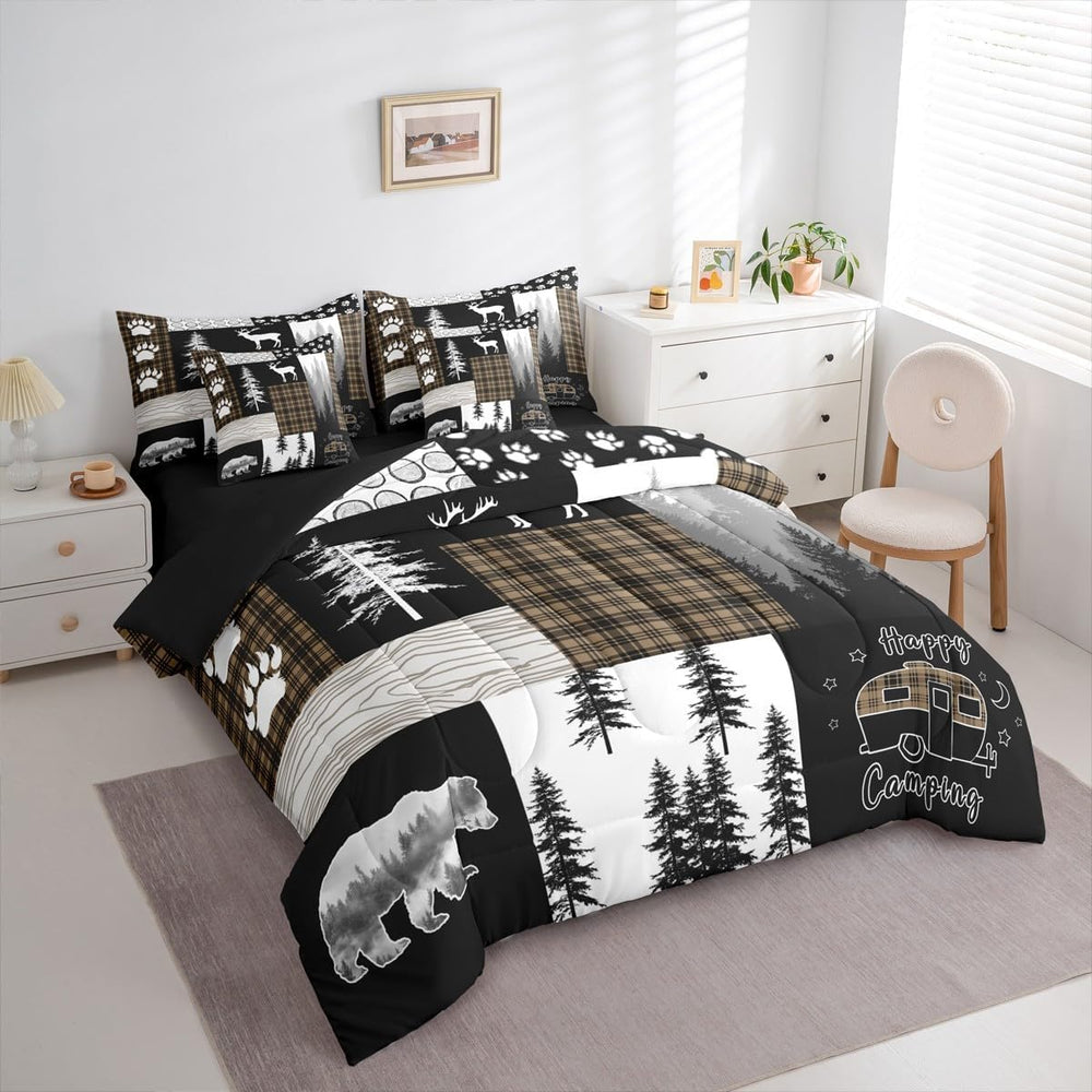 Erosebridal 7Pc Rustic Cabin Bear Full Bedding Set, Hunting Deer Lodge Farmho...