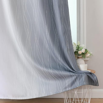 Estelar Textiler Grey and Greyish White Blackout Curtains 45 Inch Length - Image 6