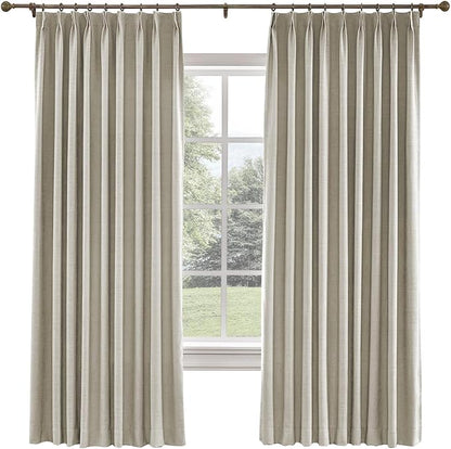 TWOPAGES 36 W x 102 L inch Pinch Pleated Curtain Room Darkening Linen Drapery by TWOPAGES