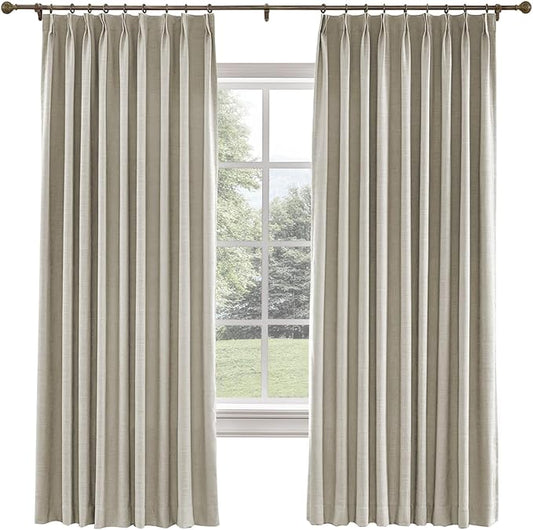 TWOPAGES 26 W x 84 L inch Pinch Pleated Curtain Room Darkening Linen Drapery by TWOPAGES