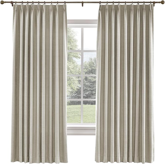 TWOPAGES 84 W x 96 L inch Pinch Pleated Curtain Room Darkening Linen Drapery by TWOPAGES