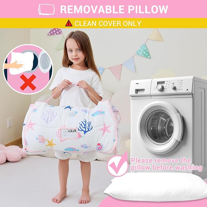 Toddler Nap Mat with Pillow and Blanket, Extra Large Rolled Napping Mats - Image 7