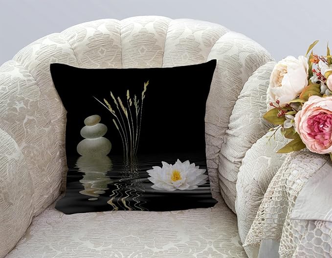 TSSOHU Decorative Throw Pillow Cover Asian Zen Stone, Pillow Covers 18"x 18" - Image 3