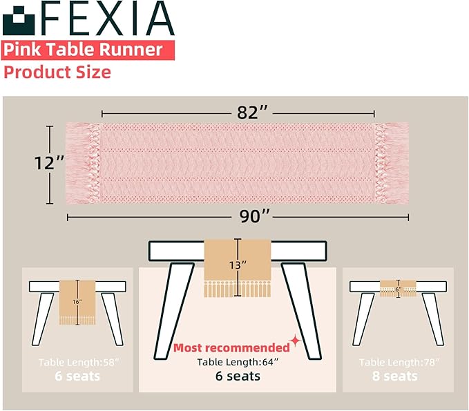 FEXIA Pink Macrame Table Runner - Image 2