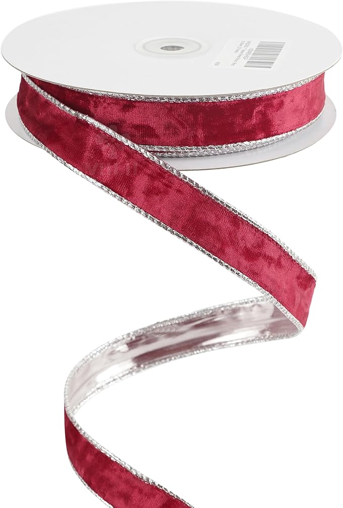 MEEDEE Red and Silver Velvet Ribbon by MEEDEE