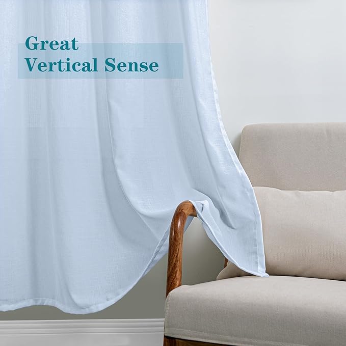 BGment Linen Look Semi Sheer Curtains - Image 5