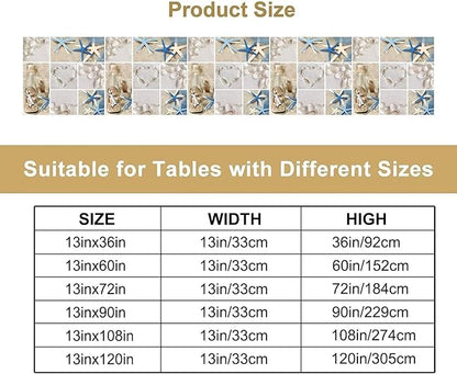 Nautical Coastal Table Runner, Beach Starfish Seashells Patchwork Table Runner - Image 4