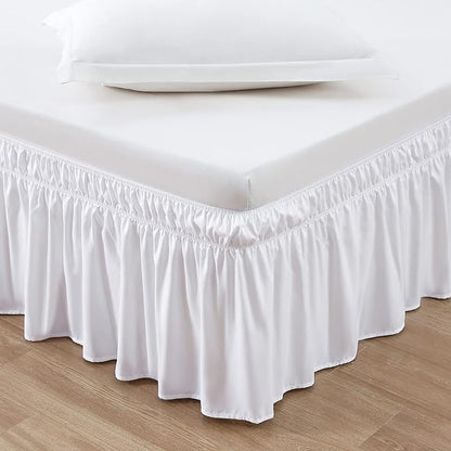 MEILA Wrap Around Bed Skirt Three Fabric Sides Elastic Dust Ruffled 24 Inch by MEILA