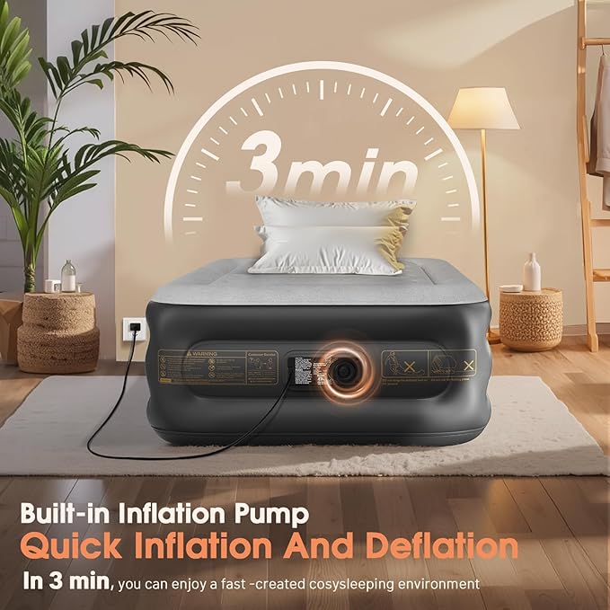 Twin Air Mattress with Built in Pump, XL-Long Blow up Mattress Thicker - Image 4