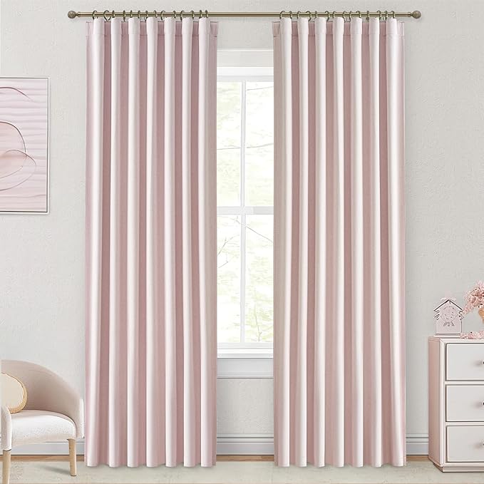Kawaii Pink Blackout Curtains for Kids Bedroom 96 Inches Long 2 Panels Burg - Image 7