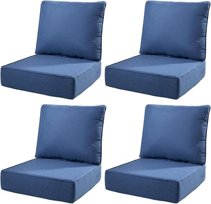 6" Thick Outdoor Cushions 22x24x6, 4-Set Deep Seat Patio Cushions by Pugire