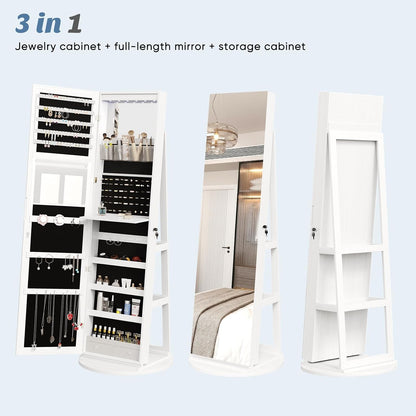 olixis 360° swivel jewelry cabinet with light, lockable, side view
