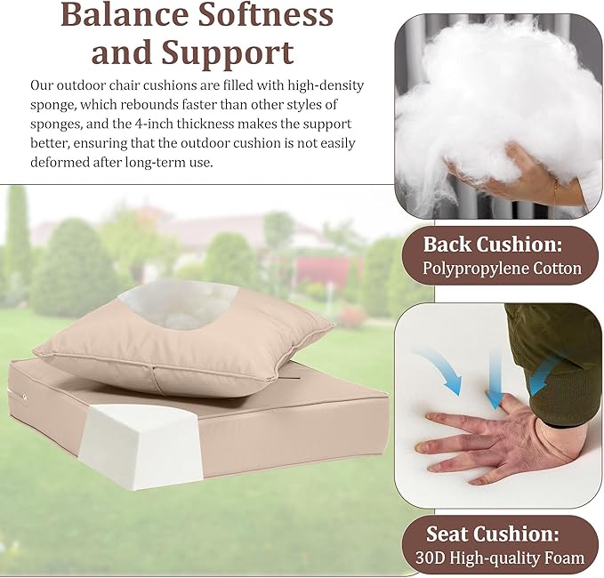 Outdoor Deep Seat Cushions for Patio Furniture Set of 2, Waterproof Outdoor - Image 4