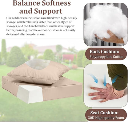 Outdoor Deep Seat Cushions for Patio Furniture Set of 2, Waterproof Outdoor - Image 4