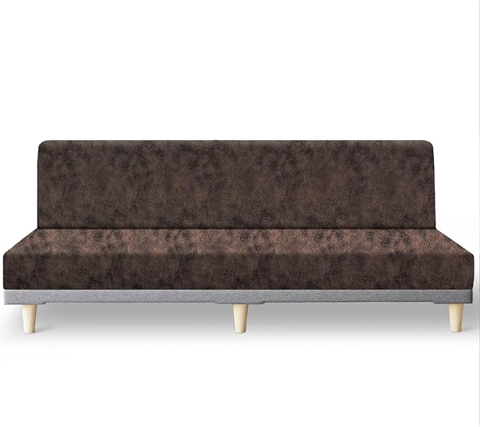 molasofa Leather Like Stretch Futon Slipcover Armless Futon Bed Sofa Cover by Molasofa