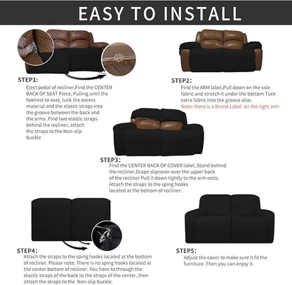 Easy-Going 6 Pieces Recliner Loveseat Stretch Sofa Slipcover Sofa Cover - Image 4