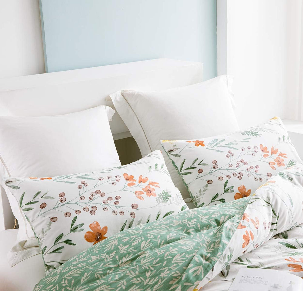 SLEEPBELLA Duvet Cover Set 600 Thread Count Cotton Bedding Set (Full, White&a...