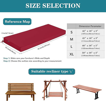 Outdoor Bench Cushions 59 x 18 Inch Thick Waterproof Porch Swing Cushions - Image 5