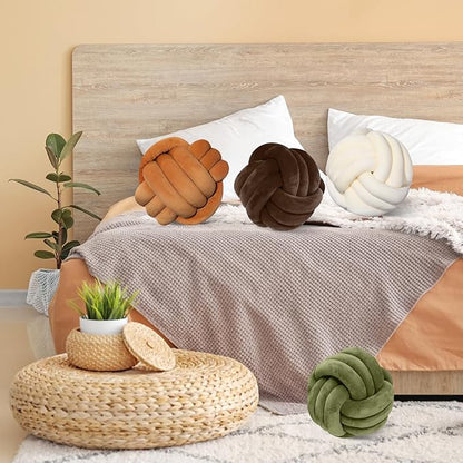 Yerliker 4 Pcs Knot Pillow Ball, 8.7 Inches Soft Home Decorative Round Throw - Image 5