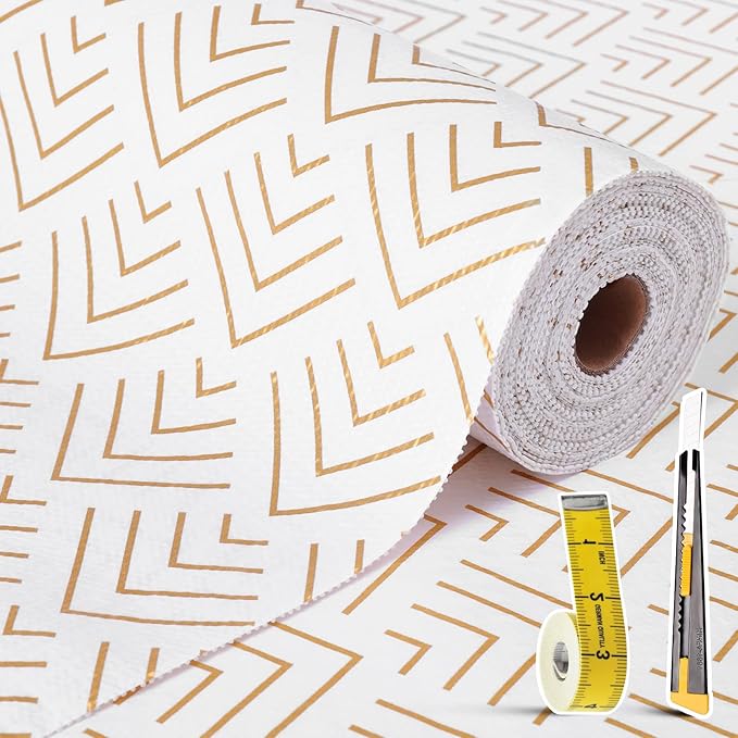 Shelf Liner for Kitchen Cabinets Non Adhesive Drawer Liner Gold Arrow Non-Slip by Kimhan