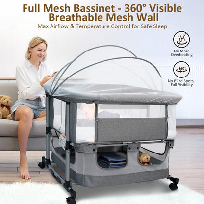 twin bassinet for 2 babies, rocking double bassinet, view 9