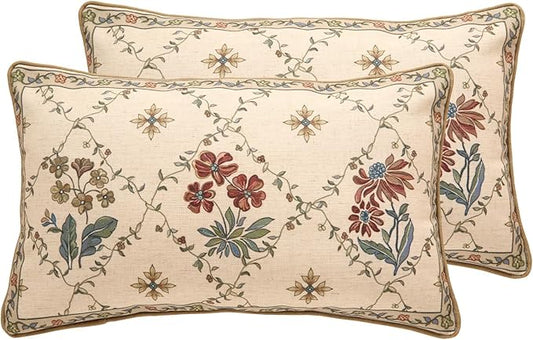 patdrea Designer Throw Pillow Covers Set of 2, Rectangle Vintage Light Brown by Welcometopatdrea