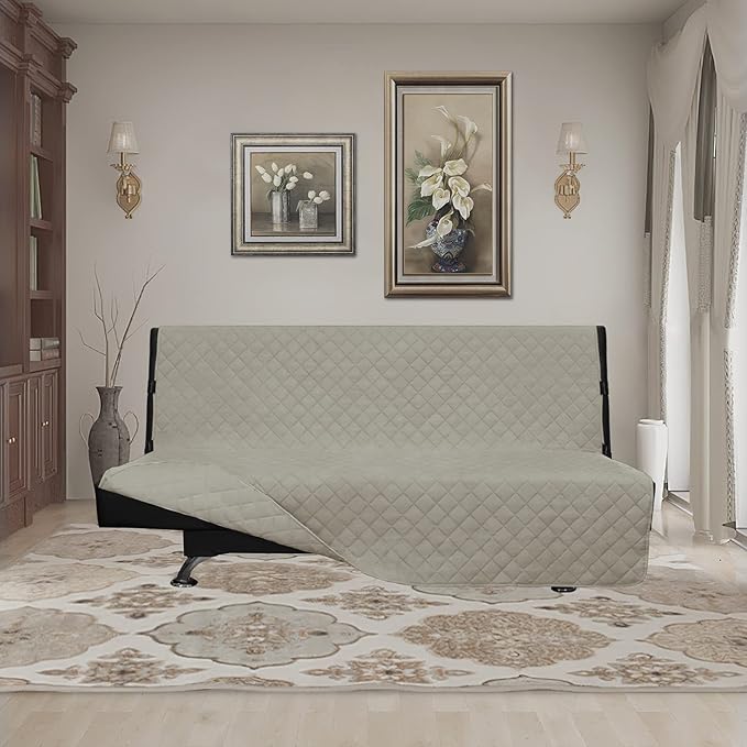 Easy-Going Futon Sofa Slipcover Reversible Sofa Cover Armless Couch Cover Water - Image 2