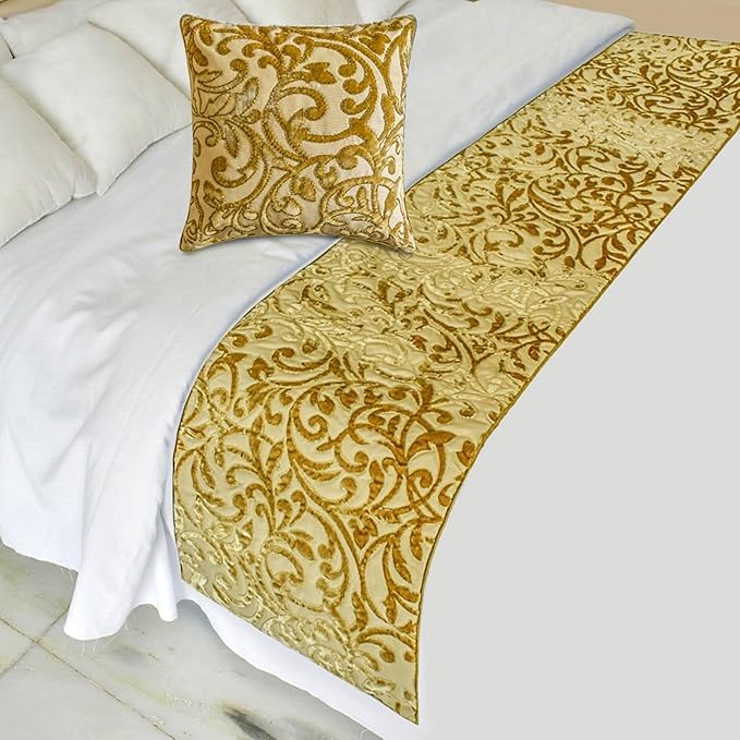 The HomeCentric King/Queen/Twin Beige Gold Decorative Bed Runner CA King by TheHomeCentric