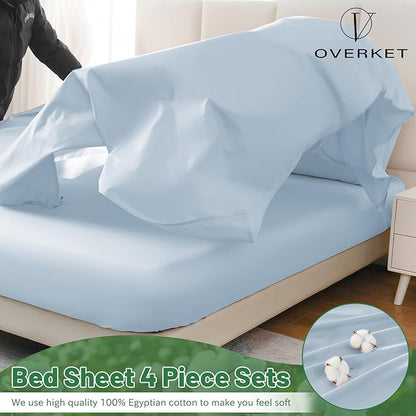 1000 Thread Count Egyptian Cotton Sheets Queen Size Set 4PCS Sateen Weave Soft - Image 3