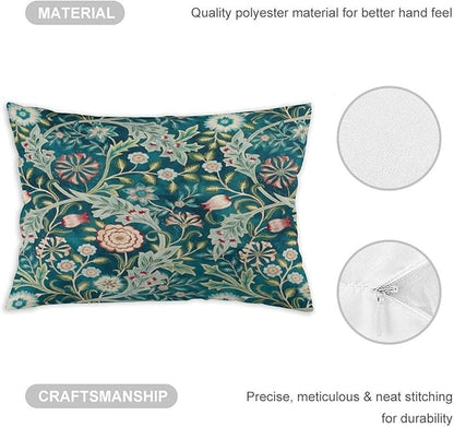 Teal Green Blue Vintage Floral Botanical William Morris Throw Pillow Covers - Image 3