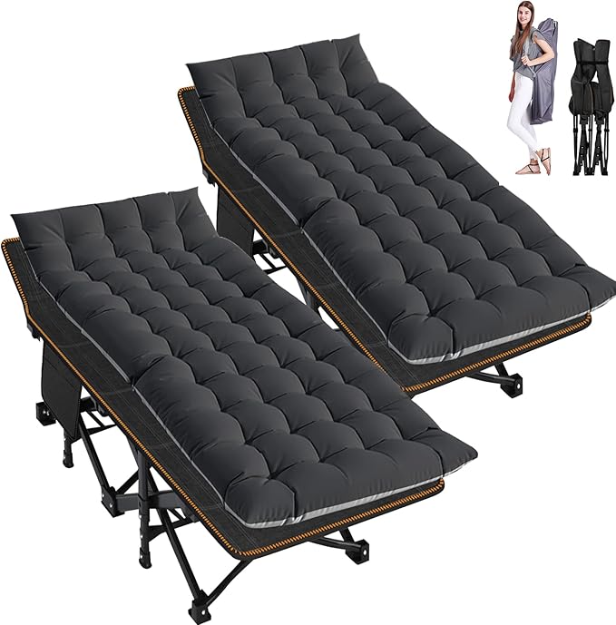 ABORON Camping Cot for Adult 28" Extra Wide, 2PK Heavy-Duty 1200D Oxford Cot by ABORON