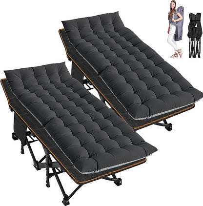 ABORON Camping Cot for Adult 28" Extra Wide, 2PK Heavy-Duty 1200D Oxford Cot by ABORON