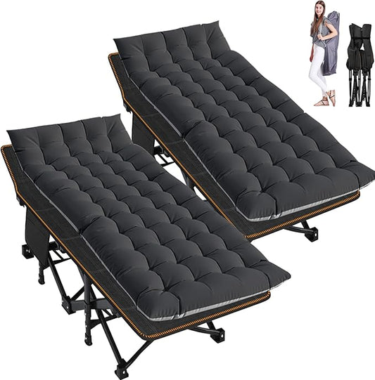 ABORON Camping Cot for Adult 28" Extra Wide, 2PK Heavy-Duty 1200D Oxford Cot by ABORON