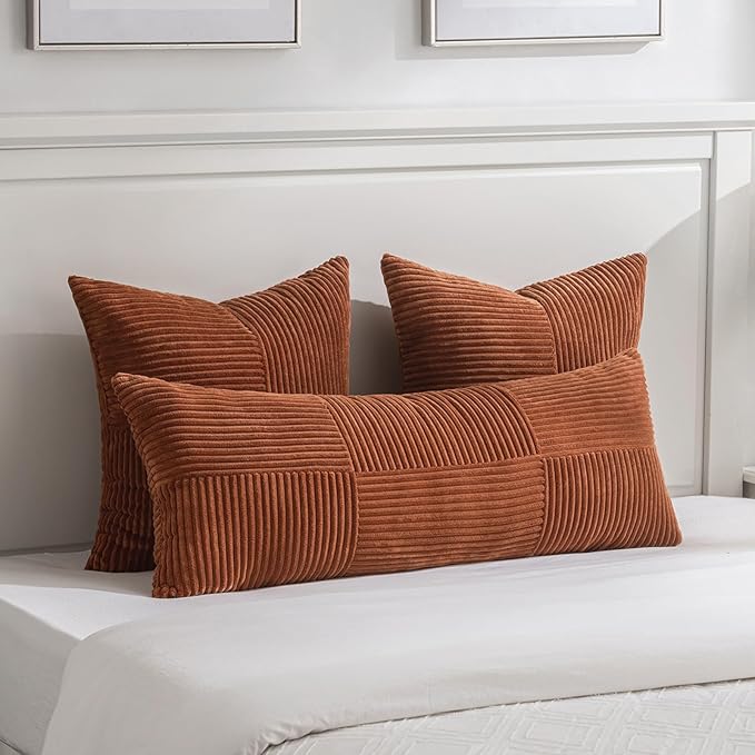 Fancy Homi 2 Packs Rust Euro Decorative Throw Pillow Covers 28x28 Inch - Image 6