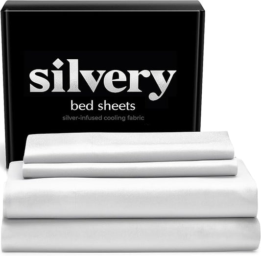 Silvery Silver Infused Bed Sheets Set by Silvery