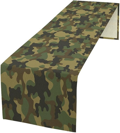 Camo Table Runner, Military Camouflage Coast Guard Force Soldier Hunting Themed by Unknown